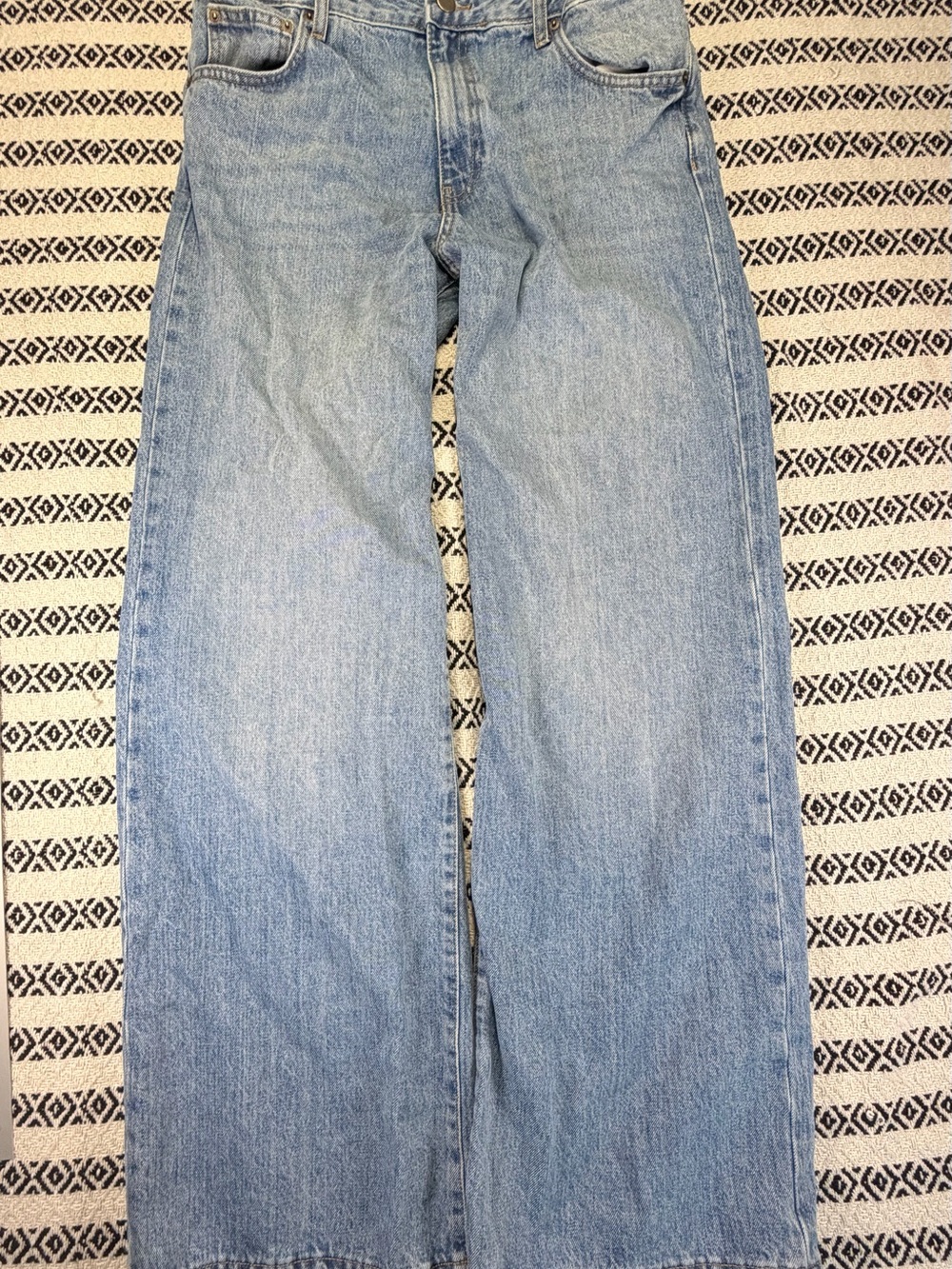 ZARA Light Wash Wide Leg Denim Jeans Women's 10 EUR 42 baggy Relaxed Fit Mom